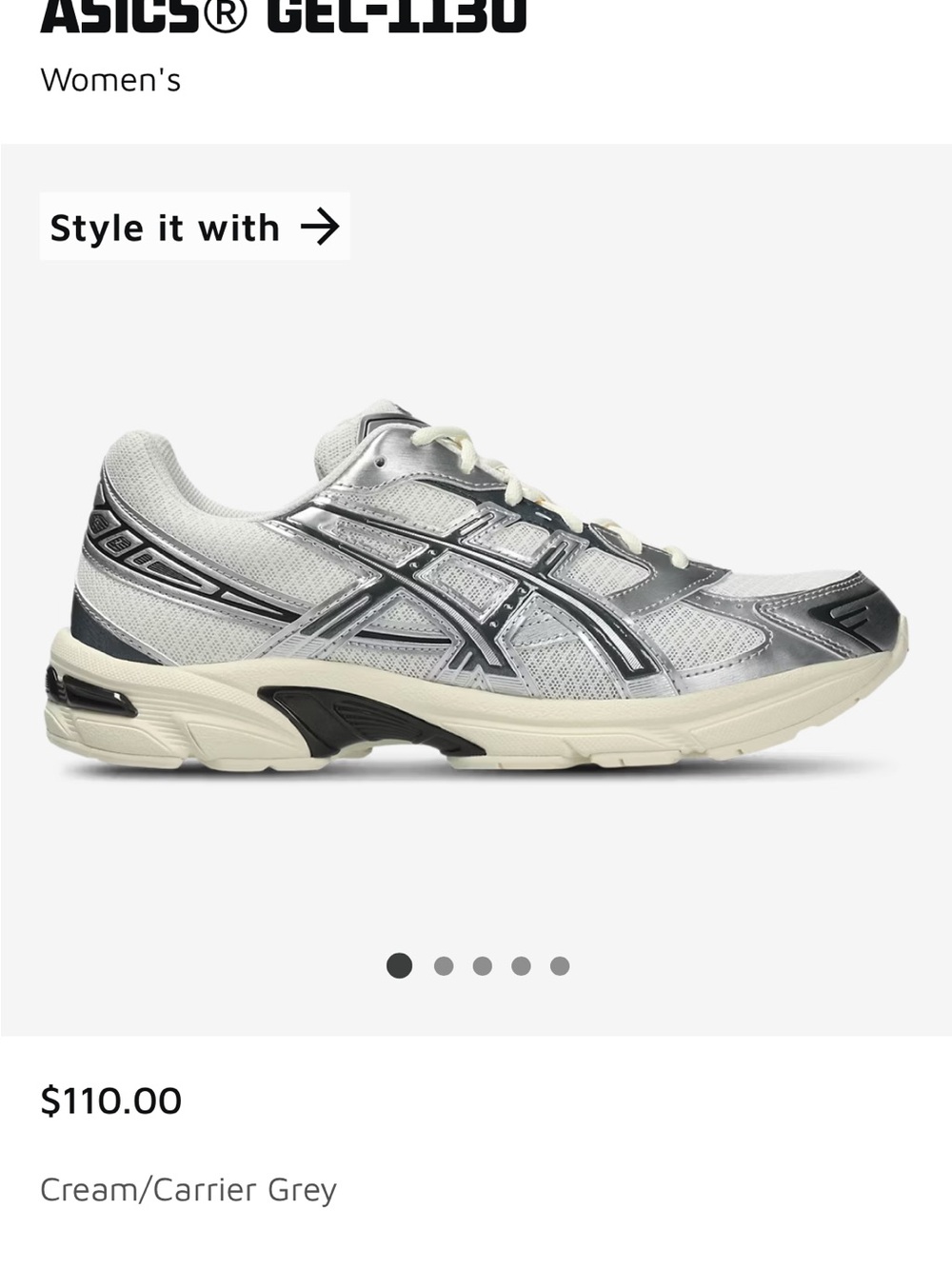 ASICS Cream and Silver Women's Athletic Sneakers - Picture 4 of 8